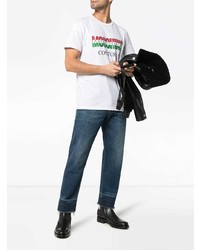 weißes bedrucktes T-Shirt mit einem Rundhalsausschnitt von Moschino