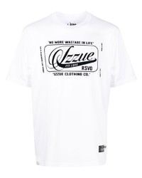 weißes bedrucktes T-Shirt mit einem Rundhalsausschnitt von Izzue