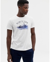 weißes bedrucktes T-Shirt mit einem Rundhalsausschnitt von J.Crew Mercantile
