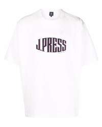 weißes bedrucktes T-Shirt mit einem Rundhalsausschnitt von J.Press