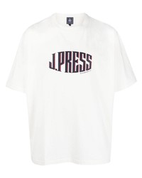 weißes bedrucktes T-Shirt mit einem Rundhalsausschnitt von J.Press