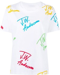 weißes bedrucktes T-Shirt mit einem Rundhalsausschnitt von J.W.Anderson
