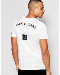 weißes bedrucktes T-Shirt mit einem Rundhalsausschnitt von Jack and Jones