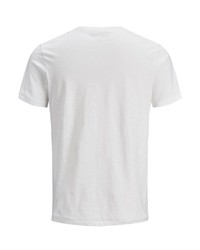 weißes bedrucktes T-Shirt mit einem Rundhalsausschnitt von Jack & Jones