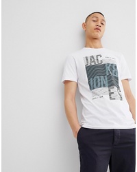 weißes bedrucktes T-Shirt mit einem Rundhalsausschnitt von Jack & Jones