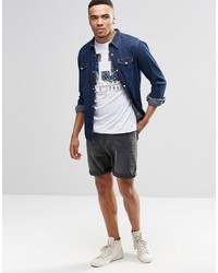 weißes bedrucktes T-Shirt mit einem Rundhalsausschnitt von Jack and Jones