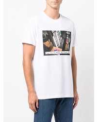 weißes bedrucktes T-Shirt mit einem Rundhalsausschnitt von A.P.C.