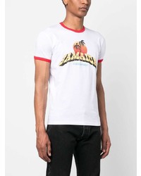 weißes bedrucktes T-Shirt mit einem Rundhalsausschnitt von DSQUARED2