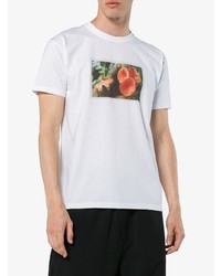weißes bedrucktes T-Shirt mit einem Rundhalsausschnitt von Just A T-Shirt