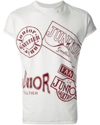 weißes bedrucktes T-Shirt mit einem Rundhalsausschnitt von Jean Paul Gaultier