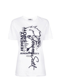 weißes bedrucktes T-Shirt mit einem Rundhalsausschnitt von Jeremy Scott