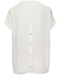 weißes bedrucktes T-Shirt mit einem Rundhalsausschnitt von JETTE