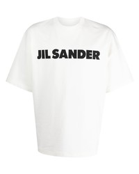 weißes bedrucktes T-Shirt mit einem Rundhalsausschnitt von Jil Sander