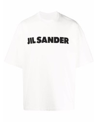 weißes bedrucktes T-Shirt mit einem Rundhalsausschnitt von Jil Sander
