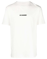 weißes bedrucktes T-Shirt mit einem Rundhalsausschnitt von Jil Sander