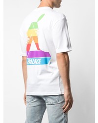 weißes bedrucktes T-Shirt mit einem Rundhalsausschnitt von Palace