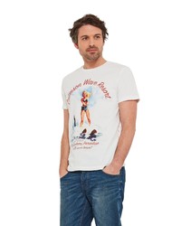 weißes bedrucktes T-Shirt mit einem Rundhalsausschnitt von Joe Browns