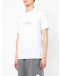 weißes bedrucktes T-Shirt mit einem Rundhalsausschnitt von Norse Projects