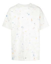 weißes bedrucktes T-Shirt mit einem Rundhalsausschnitt von John Elliott
