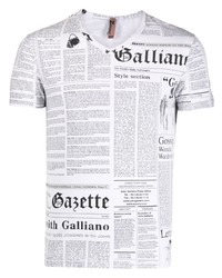 weißes bedrucktes T-Shirt mit einem Rundhalsausschnitt von John Galliano Pre-Owned