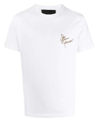 weißes bedrucktes T-Shirt mit einem Rundhalsausschnitt von John Richmond