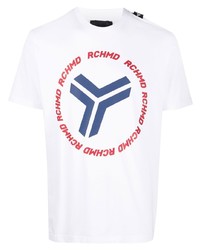 weißes bedrucktes T-Shirt mit einem Rundhalsausschnitt von John Richmond