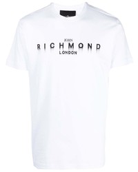 weißes bedrucktes T-Shirt mit einem Rundhalsausschnitt von John Richmond