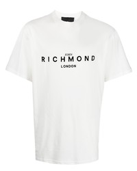 weißes bedrucktes T-Shirt mit einem Rundhalsausschnitt von John Richmond