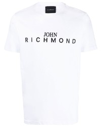 weißes bedrucktes T-Shirt mit einem Rundhalsausschnitt von John Richmond