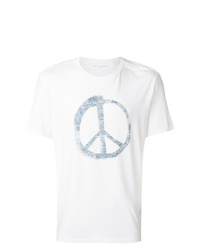 weißes bedrucktes T-Shirt mit einem Rundhalsausschnitt von John Varvatos