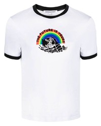 weißes bedrucktes T-Shirt mit einem Rundhalsausschnitt von JORDANLUCA