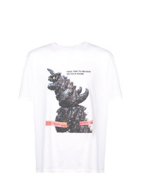 weißes bedrucktes T-Shirt mit einem Rundhalsausschnitt von Julien David
