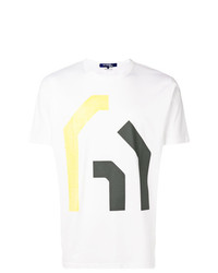 weißes bedrucktes T-Shirt mit einem Rundhalsausschnitt von Junya Watanabe Comme Des Garçons Vintage