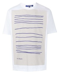 weißes bedrucktes T-Shirt mit einem Rundhalsausschnitt von Junya Watanabe MAN