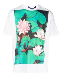 weißes bedrucktes T-Shirt mit einem Rundhalsausschnitt von Junya Watanabe MAN