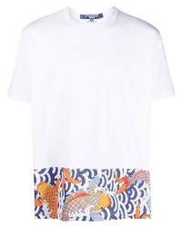 weißes bedrucktes T-Shirt mit einem Rundhalsausschnitt von Junya Watanabe MAN