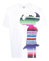 weißes bedrucktes T-Shirt mit einem Rundhalsausschnitt von Junya Watanabe MAN