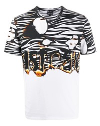 weißes bedrucktes T-Shirt mit einem Rundhalsausschnitt von Just Cavalli