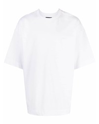 weißes bedrucktes T-Shirt mit einem Rundhalsausschnitt von Juun.J