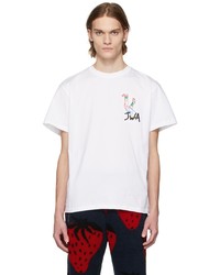 weißes bedrucktes T-Shirt mit einem Rundhalsausschnitt von JW Anderson