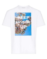 weißes bedrucktes T-Shirt mit einem Rundhalsausschnitt von JW Anderson