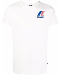 weißes bedrucktes T-Shirt mit einem Rundhalsausschnitt von K-Way R&D