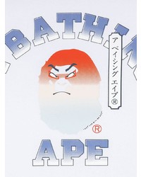 weißes bedrucktes T-Shirt mit einem Rundhalsausschnitt von A Bathing Ape