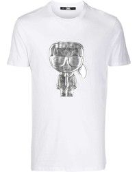 weißes bedrucktes T-Shirt mit einem Rundhalsausschnitt von Karl Lagerfeld