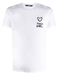 weißes bedrucktes T-Shirt mit einem Rundhalsausschnitt von Karl Lagerfeld