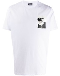 weißes bedrucktes T-Shirt mit einem Rundhalsausschnitt von Karl Lagerfeld