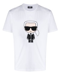 weißes bedrucktes T-Shirt mit einem Rundhalsausschnitt von Karl Lagerfeld