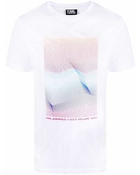 weißes bedrucktes T-Shirt mit einem Rundhalsausschnitt von Karl Lagerfeld