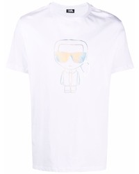 weißes bedrucktes T-Shirt mit einem Rundhalsausschnitt von Karl Lagerfeld