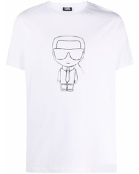 weißes bedrucktes T-Shirt mit einem Rundhalsausschnitt von Karl Lagerfeld